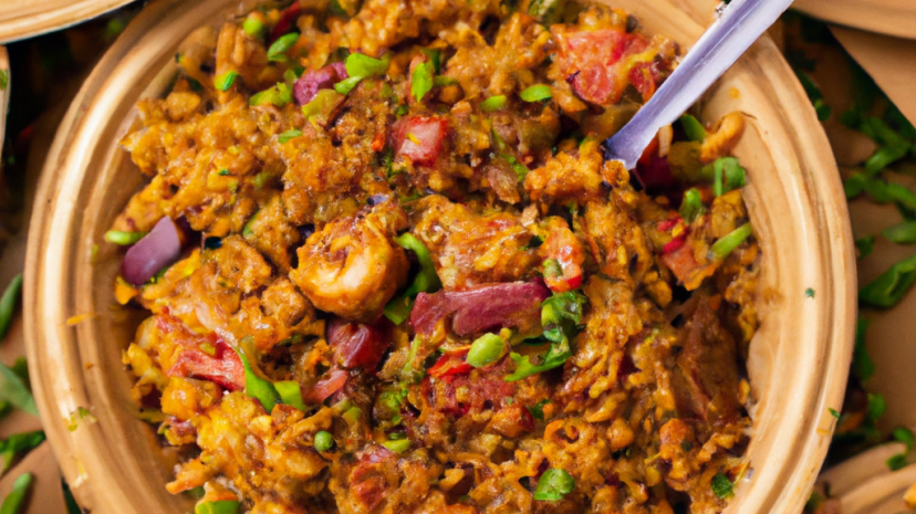 DALL·E 2023-05-11 11.00.20 - An overhead photo of jambalaya at a food festival in Food Network Magazine..png