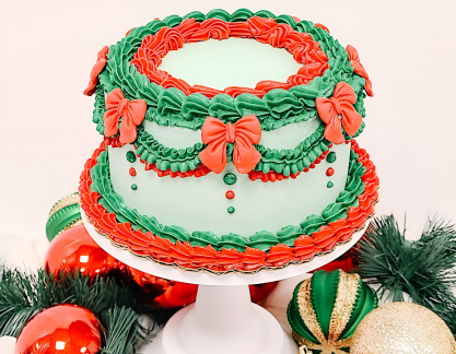 Vintage Christmas Cake Decorating enhanced