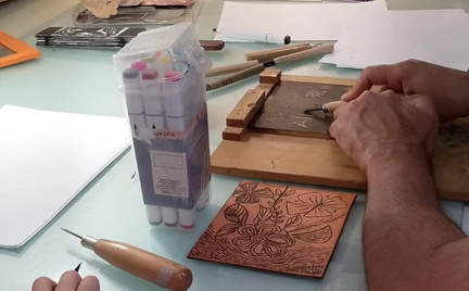 Woodcut Workshop, with Tulip Engraving