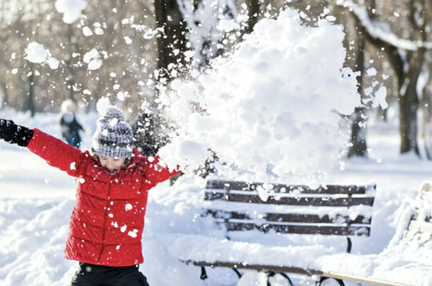 Snow Kid Playing Stock