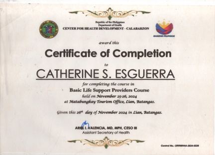 BASIC LIFE SUPPORT CERTIFICATE 001