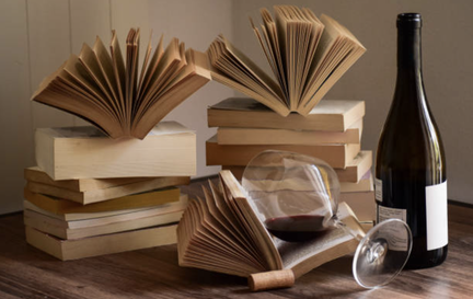 Books Wine Reading Stock