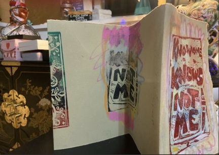 Mixed Media and Lino Printing Accordion