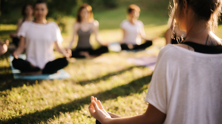 Outside Outdoors Yoga Park Stock