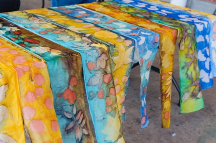 Eco Dyeing on Silk Scarves