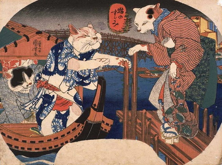 ukiyoe-cats-in-a-boat