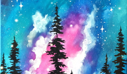 Paint Nite Twinkling Light Galaxy Lake