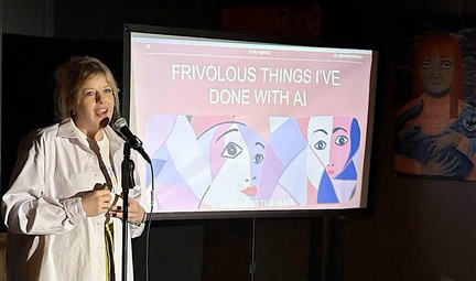 Slide Deck Comedians Delivering a Powerpoint Presentation