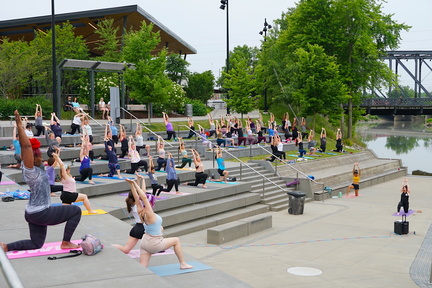 yoga in front of river