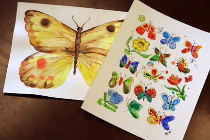 Watercolor Bees & Butterflies
