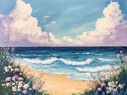 Paint Nite-Flowers by The Sea (2)