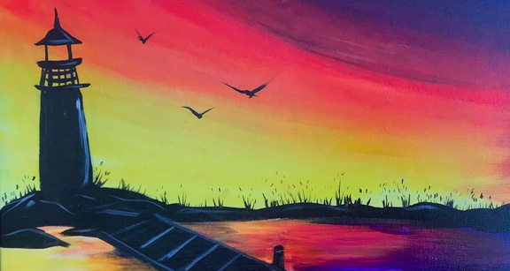 Paint Class- Sunset over the Bay
