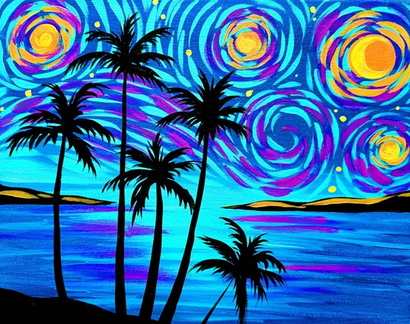 Night Sky Palm Paint and Sip Night
